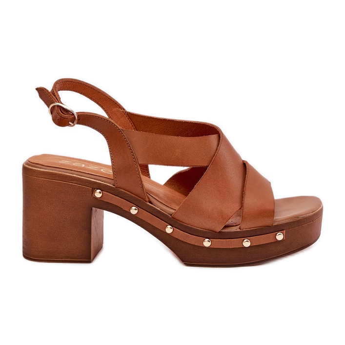 Sandales en cuir sur le Zazoo 1081 Brown Post brun