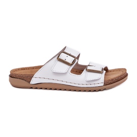 Les tongs en cuir avec inblu aa0002ko blanc