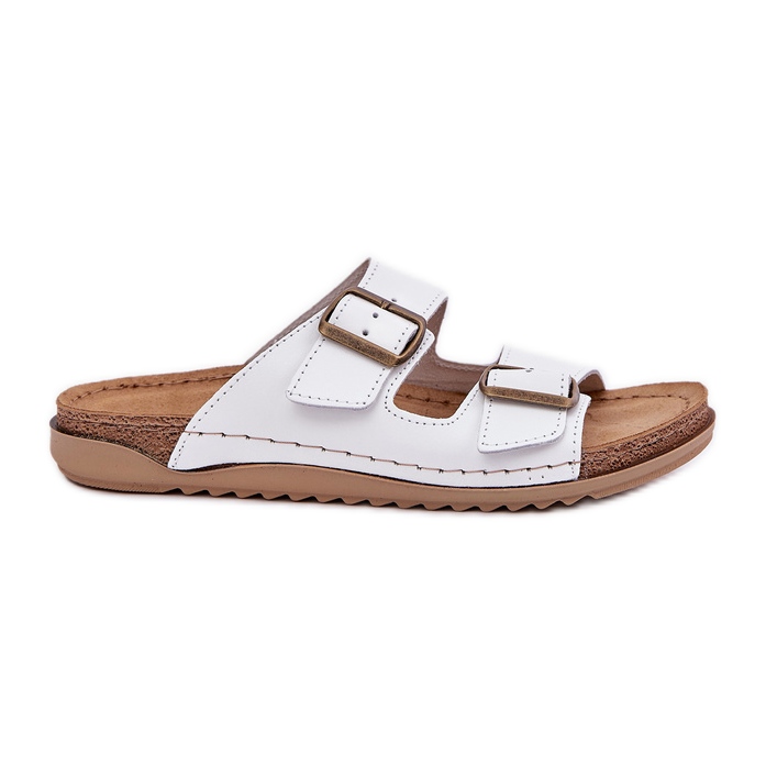 Les tongs en cuir avec inblu aa0002ko blanc blanche