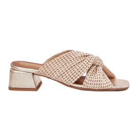 Slippers pour femmes sur le bloc Maciejka 06955-25 Beige-Gold Slippers pour femmes sur le bloc Maciejka 06955-25 Beige-Gold