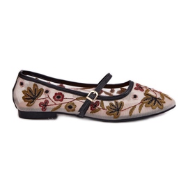 Ballerines avec broderie et ceinture noire le noir