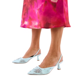 Pompes vertes avec zircons et talon ouvert