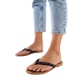 Black Flip -flops Flip -flops décorés de cailloux le noir