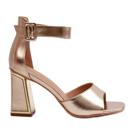 Evento Sandales à talons hauts dorées pour femmes élégantes