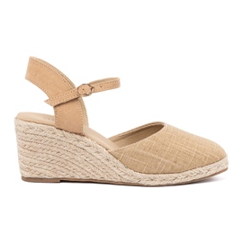 Shelvt Sandales beige espadrilles en coin Shelvt Sandales beige espadrilles en coin