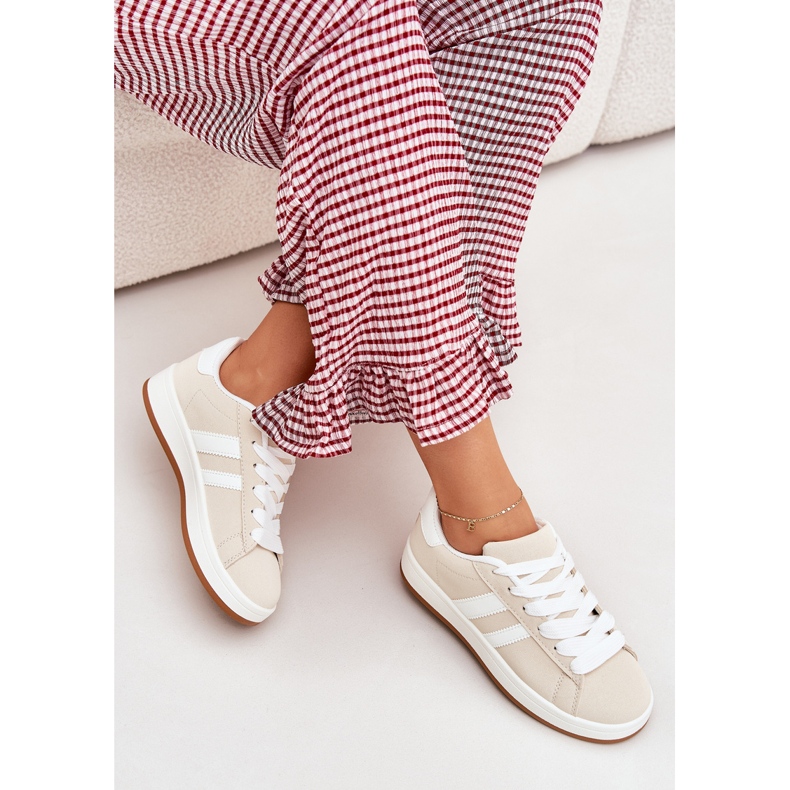 Sneakers pour femmes Sports Chaussures avec en cuir écologique beige Sneakers pour femmes Sports Chaussures avec en cuir écologique beige