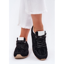 Chaussures de sport pour femmes avec éco daim noir