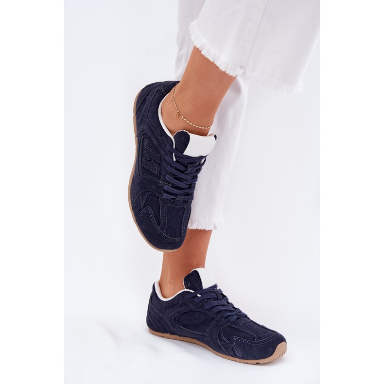 Chaussures de sport féminin avec Eco en daim bleu marine