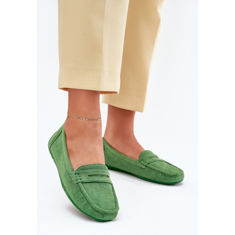 Mocassins en daim pour femmes Vert