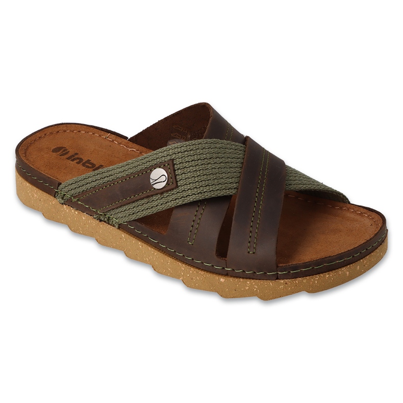 Chaussons homme Inblu 158M023 marron et vert brun