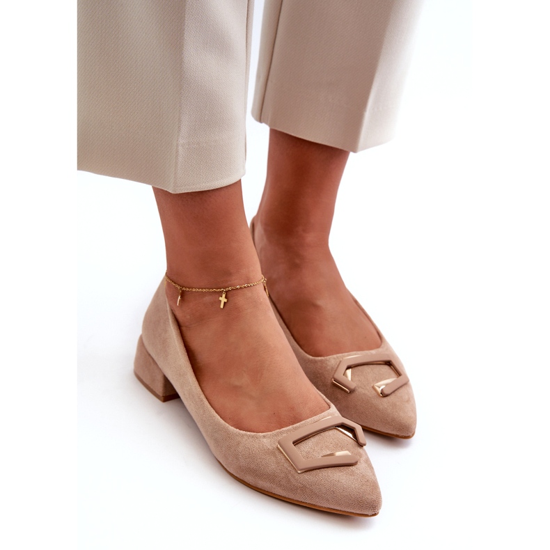 S.Barski Pompes pour femmes avec un ornement écologique S. Barski KV27-034 Beige