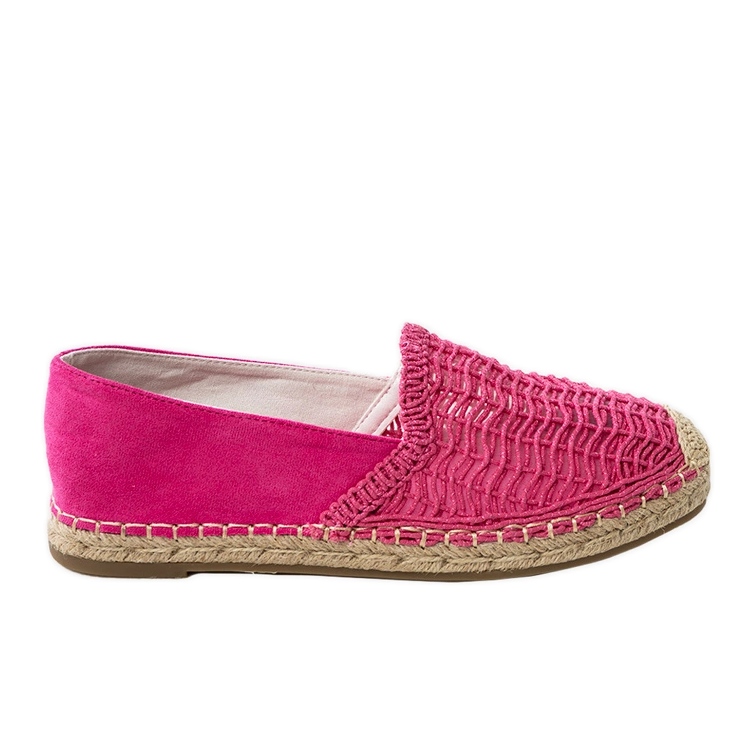 Espadrilles ouvertes roses sur la plate-forme
