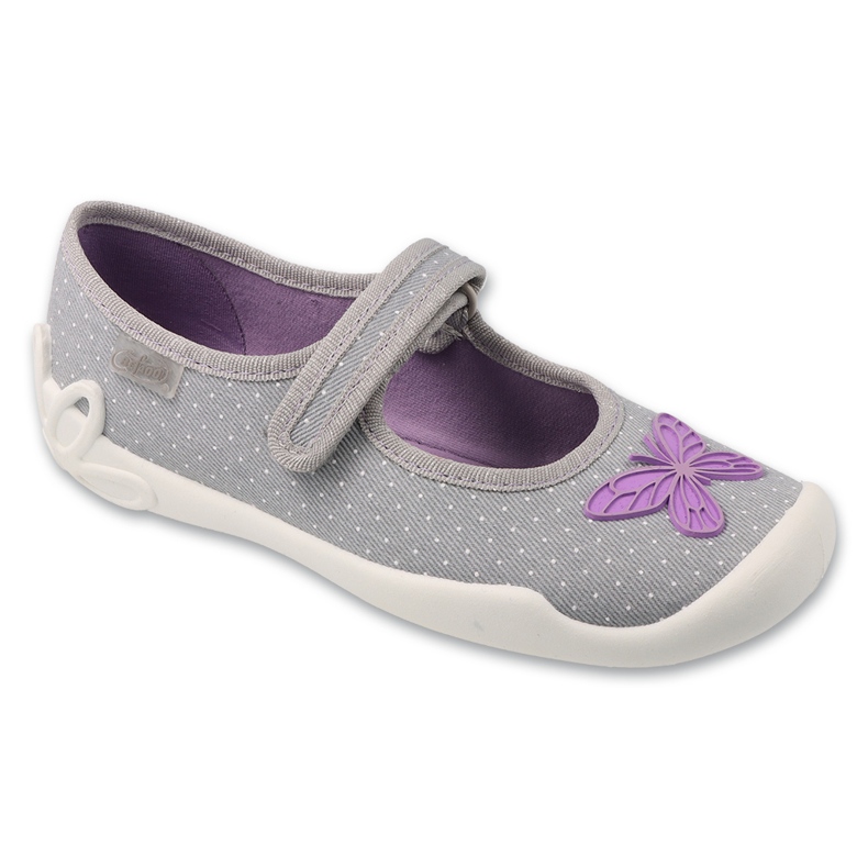 Slippers de Befado Girls 114y556 avec un papillon gris