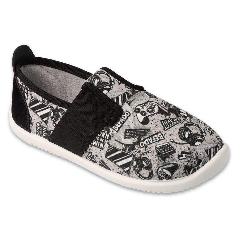Slippers de Befado Boys 901x024 Divers motifs insert en cuir gris