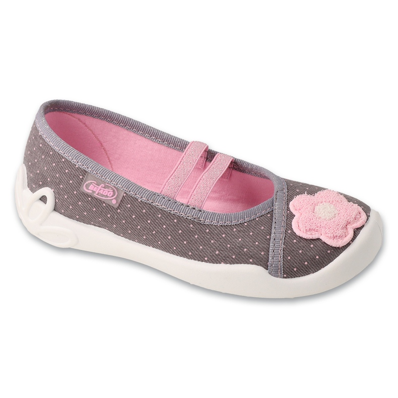 Slippers de Befado Girls 116x334 Application de fleur gris