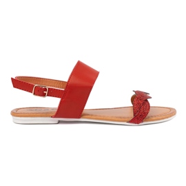 Sandales plates rouges avec paillettes Sandales plates rouges avec paillettes
