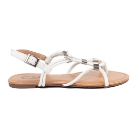 Sandales blanches de tongs -flops avec décorations