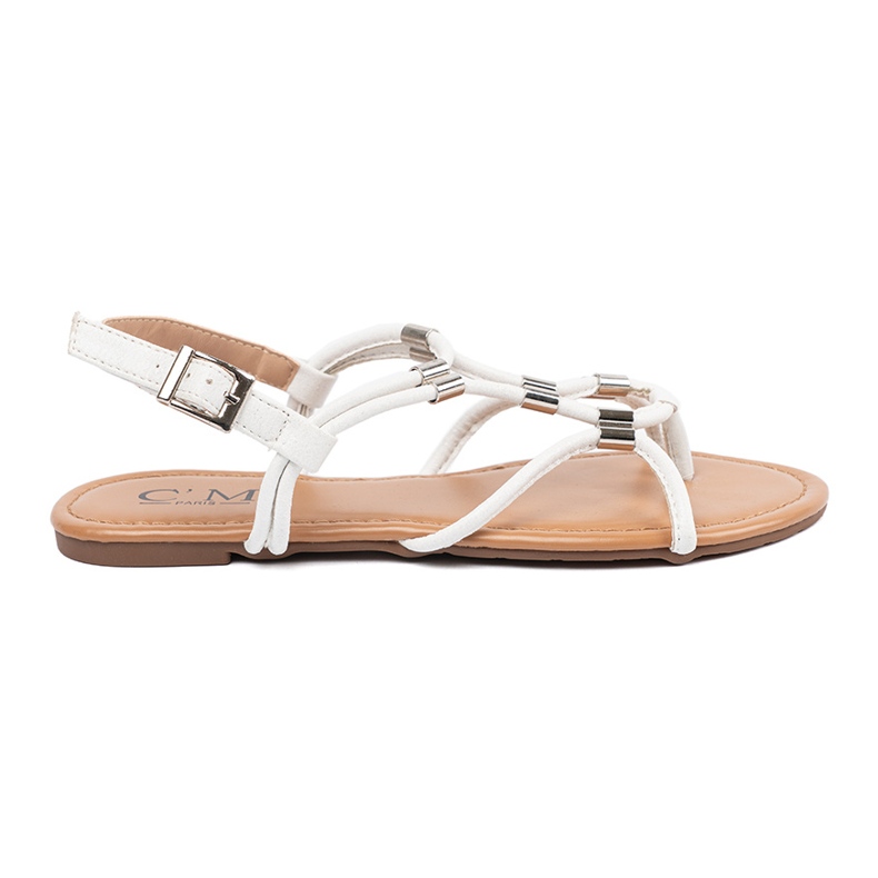 Sandales blanches de tongs -flops avec décorations