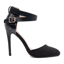 Goodin Talons hauts noirs avec une ceinture autour de la cheville