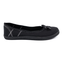 Ballerines de matériau noir avec un arc le noir
