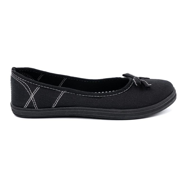 Ballerines de matériau noir avec un arc le noir