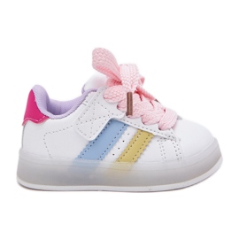 Sneakers pour enfants Sports Chaussures avec une semelle de rose blanc brillant