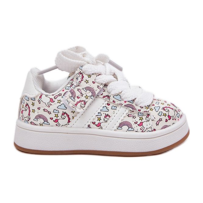 Chaussures de sport pour filles avec un motif de licorne blanc blanche