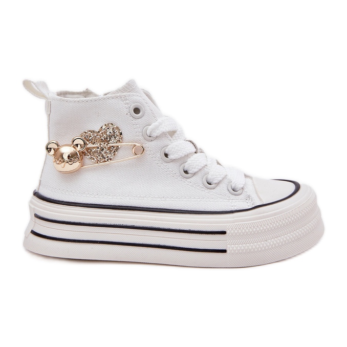 Sneakers pour enfants hauts avec une décoration dorée blanche