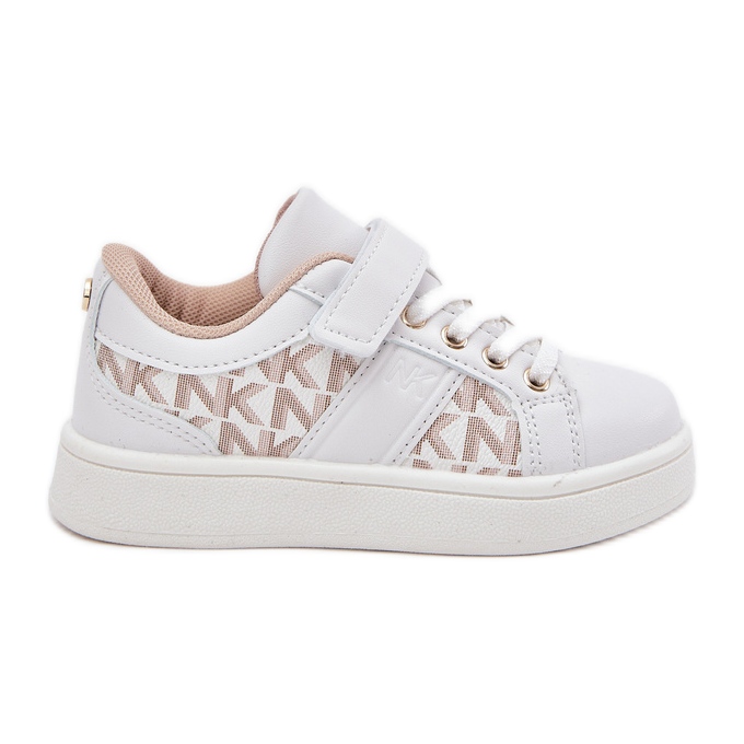 Sneakers pour enfants Sports Chaussures avec du cuir Eco White et Beige blanche