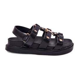 Sandales des filles avec un détail doré noir