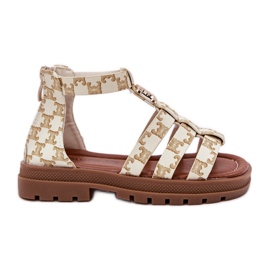 Sandales de gladiateur des filles avec des détails dorés beige Sandales de gladiateur des filles avec des détails dorés beige