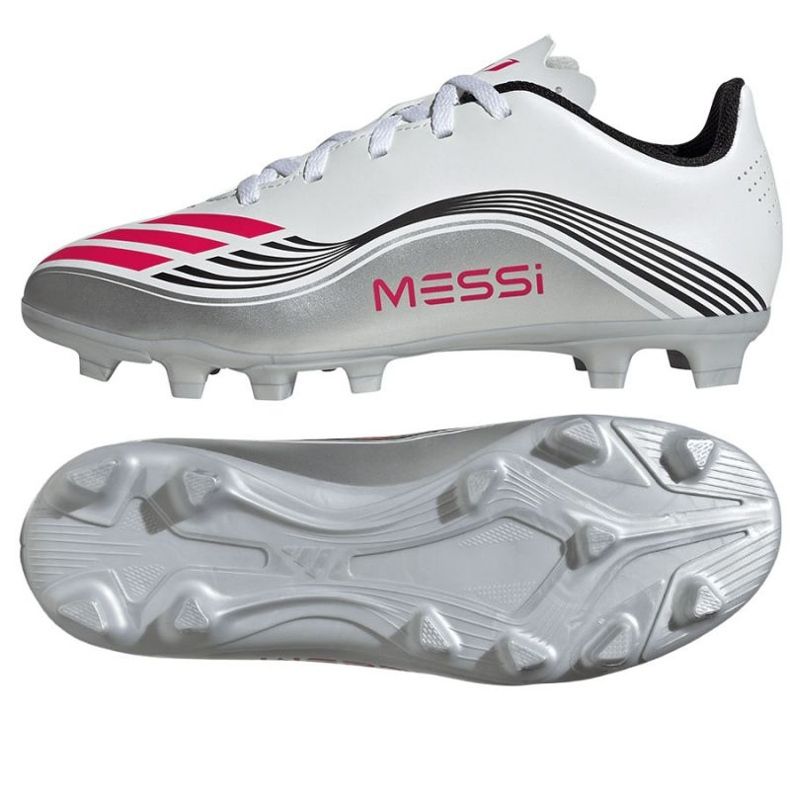Adidas F50 Messi Club FG / MG JP7457 Chaussures de football blanche Adidas F50 Messi Club FG / MG JP7457 Chaussures de football blanche