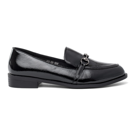 Goodin Black Verni les mocassins pour femmes avec un ornement noir