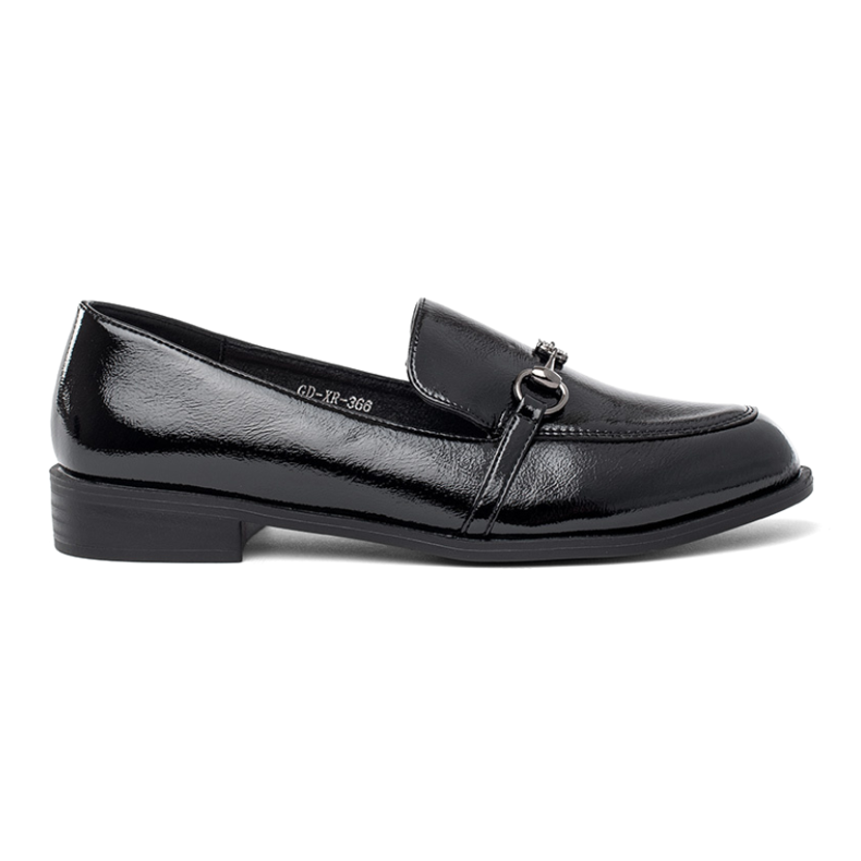 Goodin Black Verni les mocassins pour femmes avec un ornement le noir