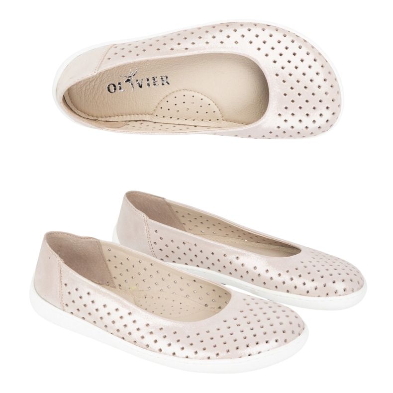 Olivier Pumps minimalistes aux pieds nus Slip-en 1771pol Pink Perforation en satin rose