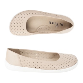 Olivier Les ballerines minimalistes des femmes aux pieds nus ont glissé 1771pol openwork beige