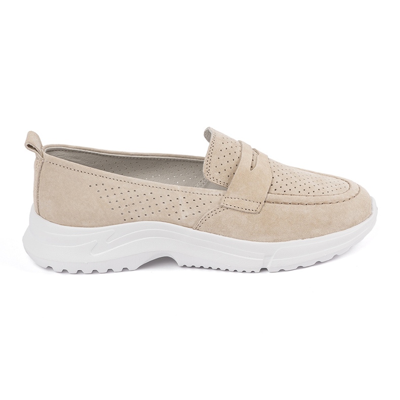 Goodin Mocassins beige en cuir sur la plate-forme Goodin Mocassins beige en cuir sur la plate-forme