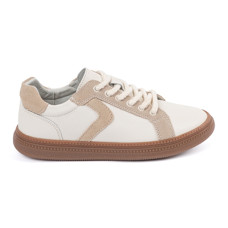 Sneakers en cuir féminin blanc et beige Sergio Leone