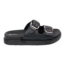 Seastar Les tongs noirs avec des boucles d'argent