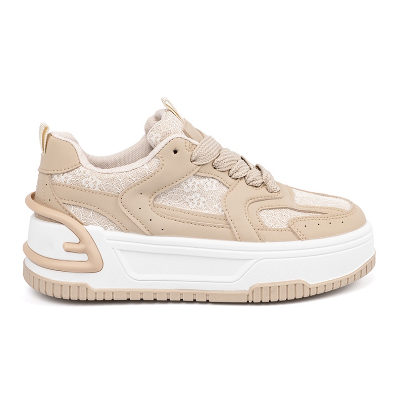 Baskets pour femmes avec dentelle beige