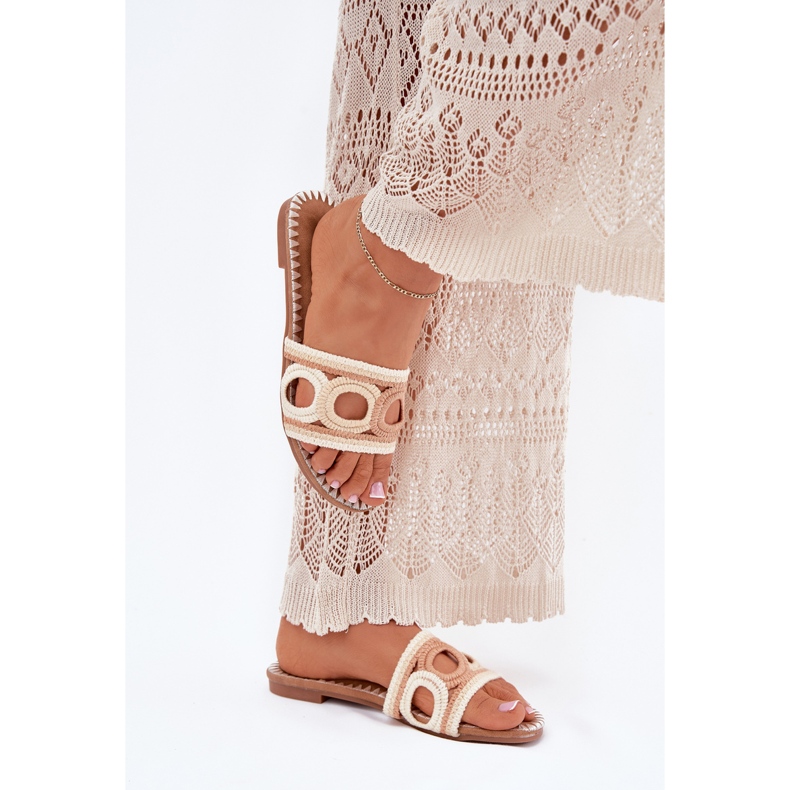 Crochet Talons plats des femmes beige Crochet Talons plats des femmes beige