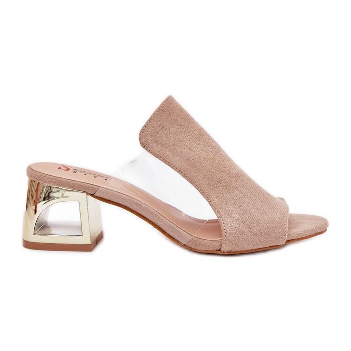 Slippers pour femmes sur un post-beige doré Slippers pour femmes sur un post-beige doré