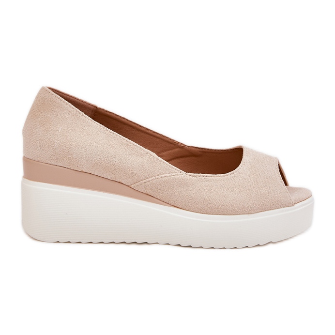 Sandales féminines pour un coin avec Eco Suede Light Beige