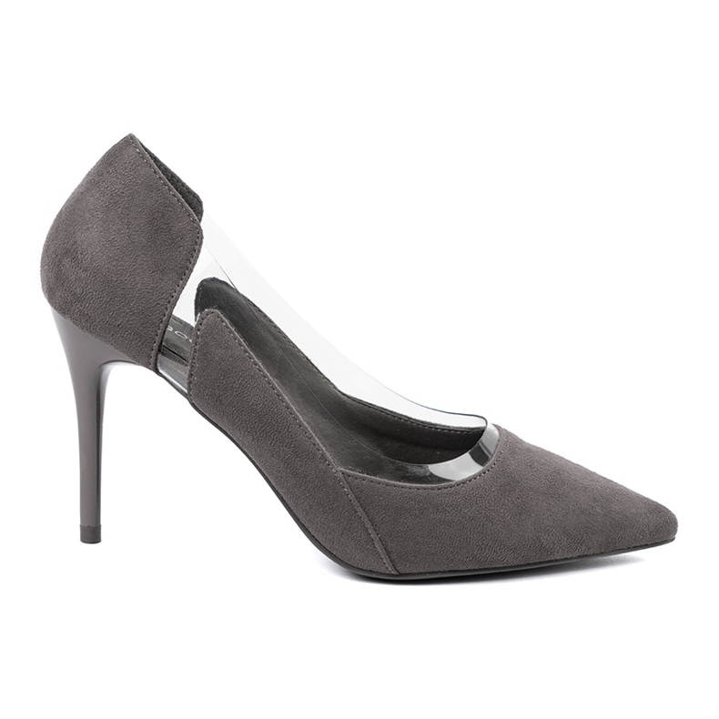 Goodin Pompes en daim gris avec inserts transparents