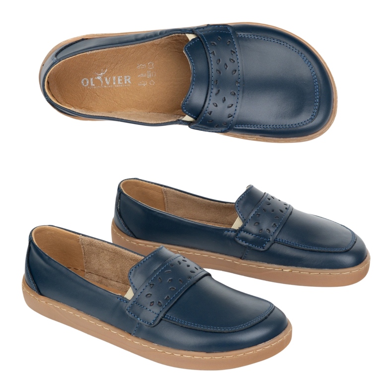 Olivier Barefoot Inga Women's Mandis avec un large bleu marine polonais avant avant