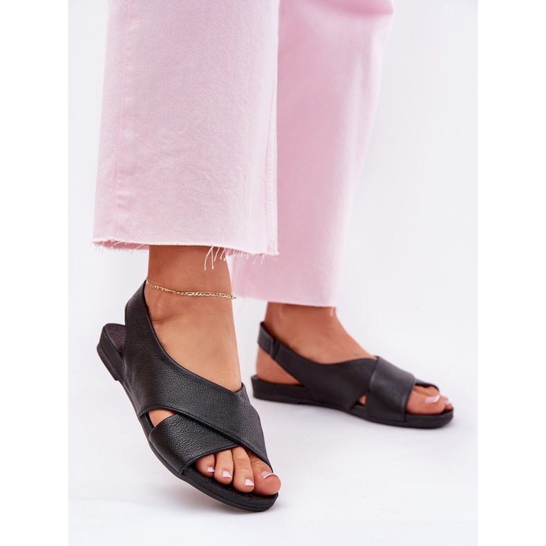 Zazoo 40407 Sandales en cuir noir pour femmes le noir