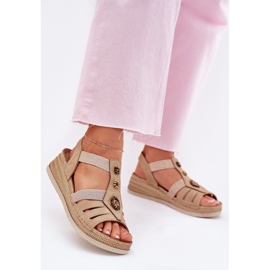 Sandales de coin pour femmes avec décorations beige inblu RV000015