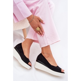 Sandales féminines pour un coin avec Eco Suede Black noir
