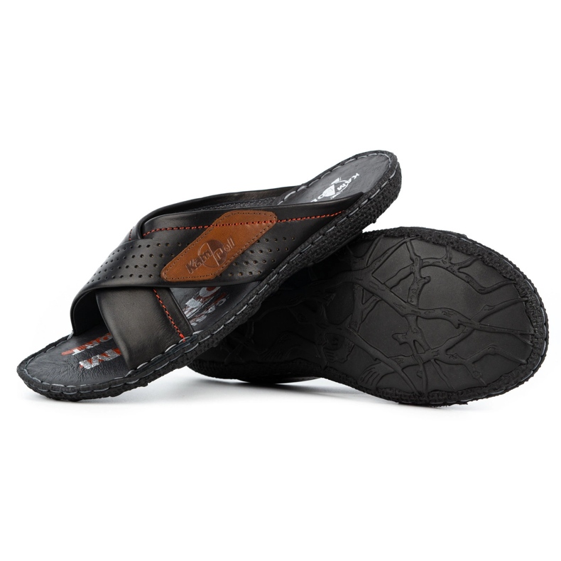 Kampol Chaussons cuir homme 216KAM noir le noir
