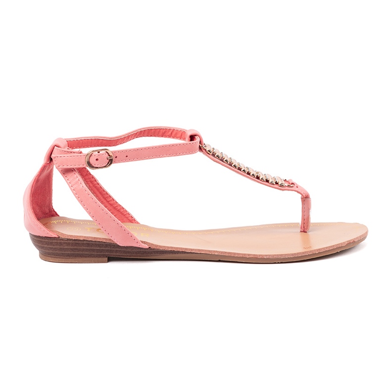 Shelvt Sandales roses avec décorations dorées